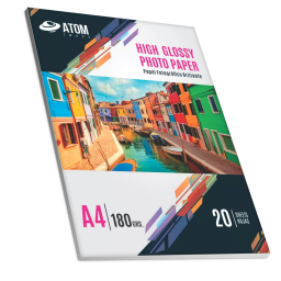 PAPEL FOTO A4 180GR HIGH GLOSSY x 20 HOJAS