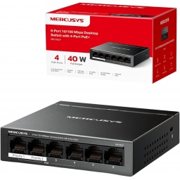 SWITCH ETHERNET 6 PORTS MERCUSYS 4 POE+ (10/100 AT/AF) - MS106LP