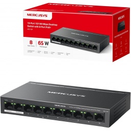 SWITCH ETHERNET 10 PORTS MERCUSYS 8 POE+ (10/100 AF/AT) - MS110P